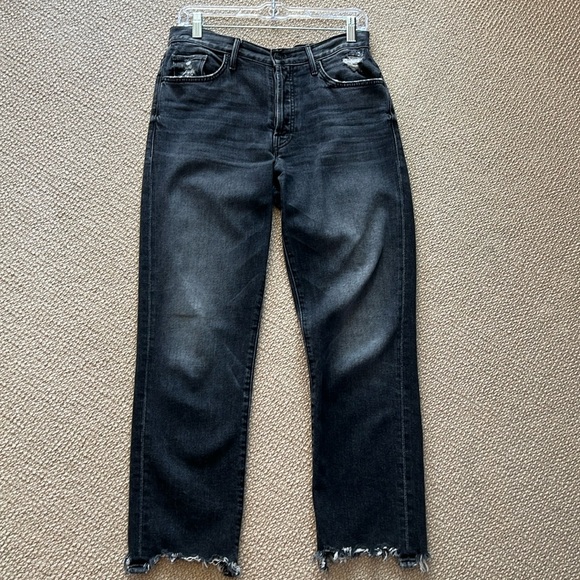 MOTHER The Saint Chew High Rise Jeans | Black Distressed | Size 26 - Picture 4 of 8